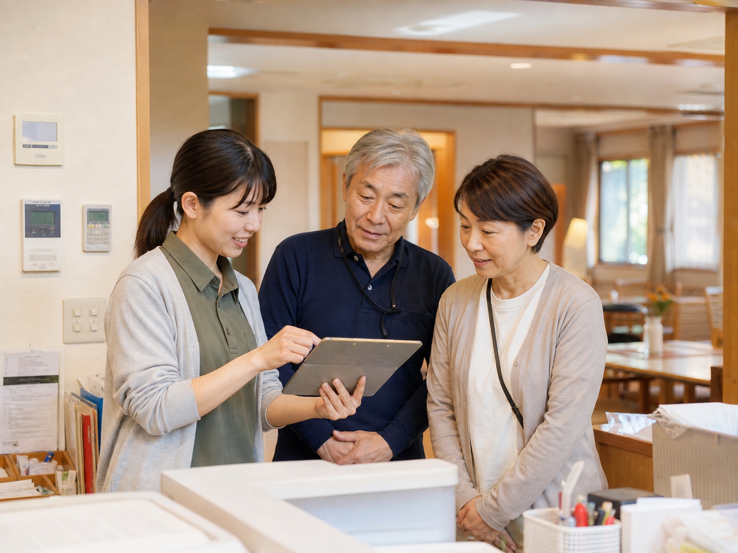 職員同士で相談する様子のイメージ